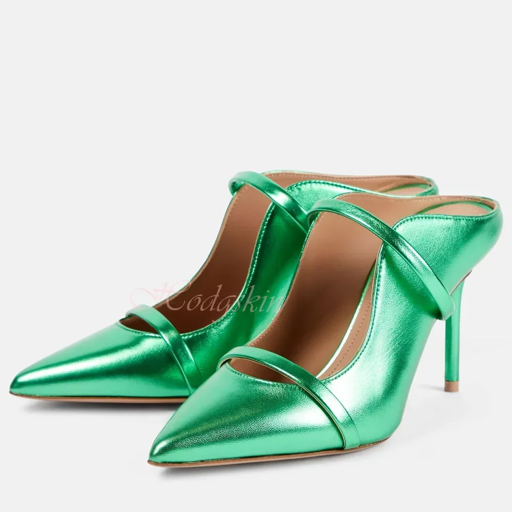 Crystal Shallow Pumps Pointy Toe Stiletto Heels Solid Straps Buckles Slip On Sandals Women New Shoes Summer Party Designer Sexy - Image 6