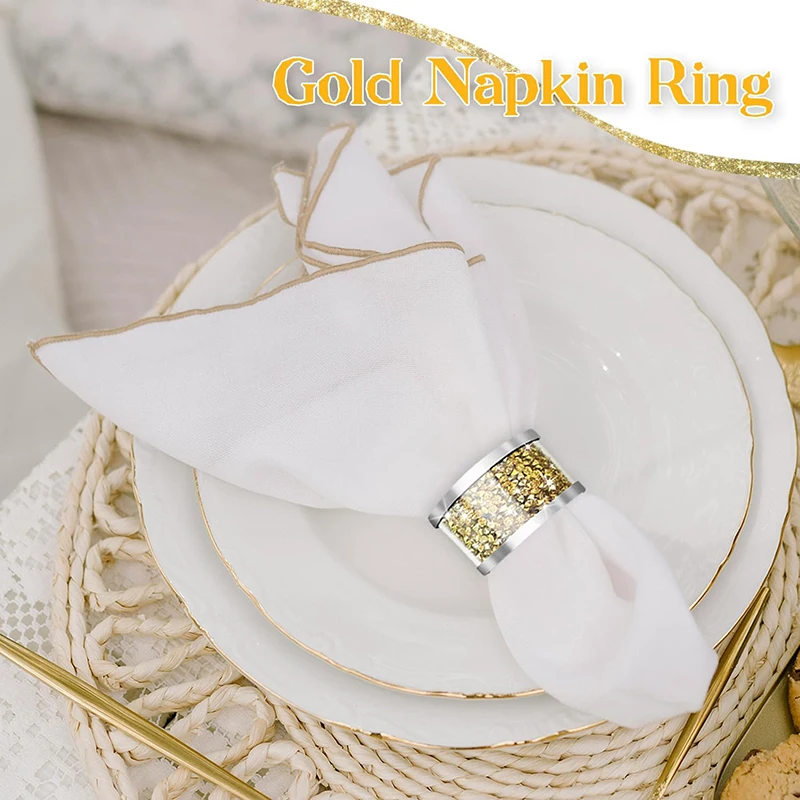 8 قطع تألق حجر الراين حامل مناديل مجموعة كريستال زجاج منديل الدائري حزب مطعم الجدول زينة المنديل أبازيم #3