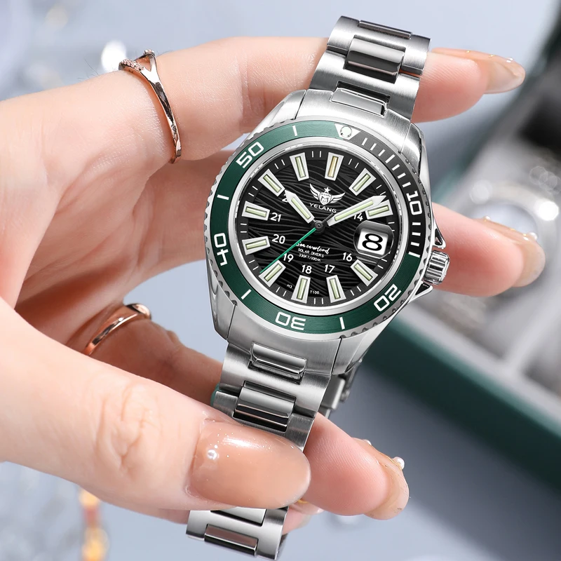 ساعة شمسية Yelang Eco-Drive للنساء ، V1214 اليابان ، V1214 ، عدسة الياقوت ، مكبر التاريخ ، مضيء ، موضة غير رسمية ، 36