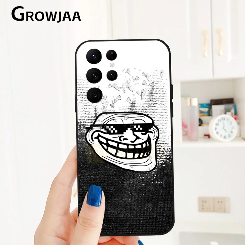 Troll Face Meme Phone Case for Samsung Galaxy S24 Ultra S22 S23 Ultra S21 S20 5G Protective Silicone TPU Funda