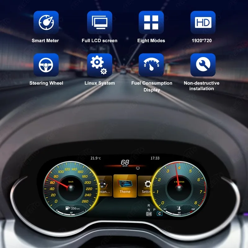12.3 Inch Digital LCD Instrument Cluster CarPlay Android Auto for MercedesGLA/CLA/W176/X156/C117 Dashboard Cockpit Display