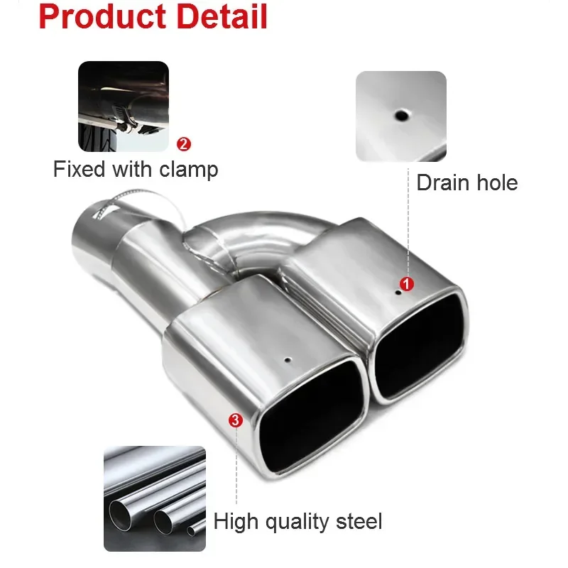 1 PCS Decorated Car Dual Exhaust Tip Square Outlet For Toyota C-HR Nozzle Muffler Tip Exhaust System