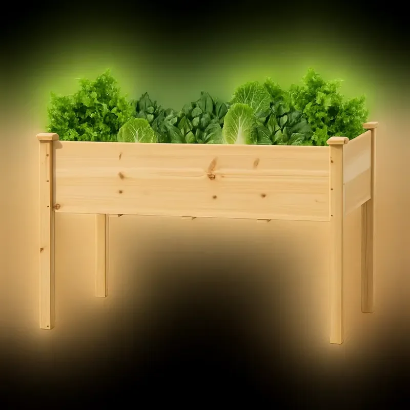 Outdoor Wooden Raised Garden Bed Planter Box with Shelves, Work Table Potting Bench, Removable Sink & Drawer Rack
