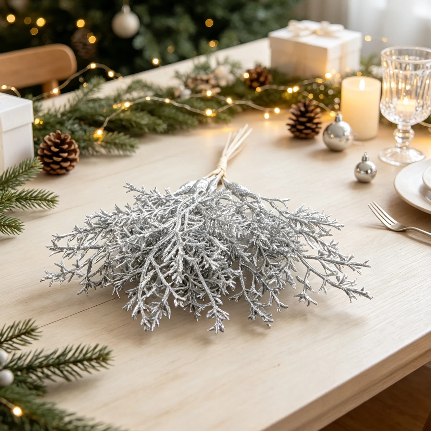 Artificial Mini Pine Pick Christmas Filler Holiday Wedding Tree Party Craft Scrapbook Home Dining Table Vase DIY Decorative Gif