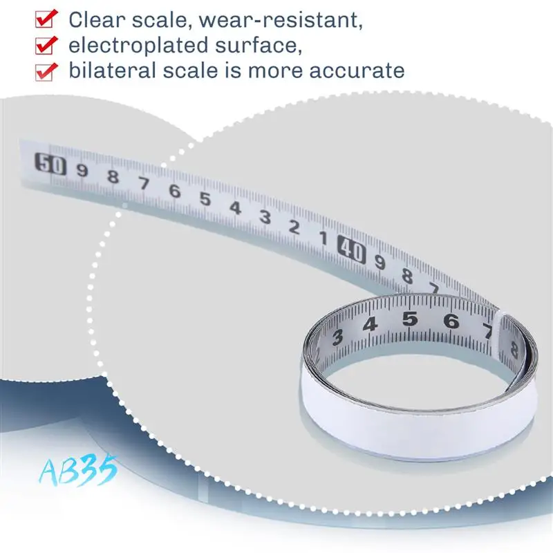 

AB35-клейкая шкала из нержавеющей стали, прецизионная направляющая для деревообработки, самоклеящаяся рулетка, металлическая линейка с клеем