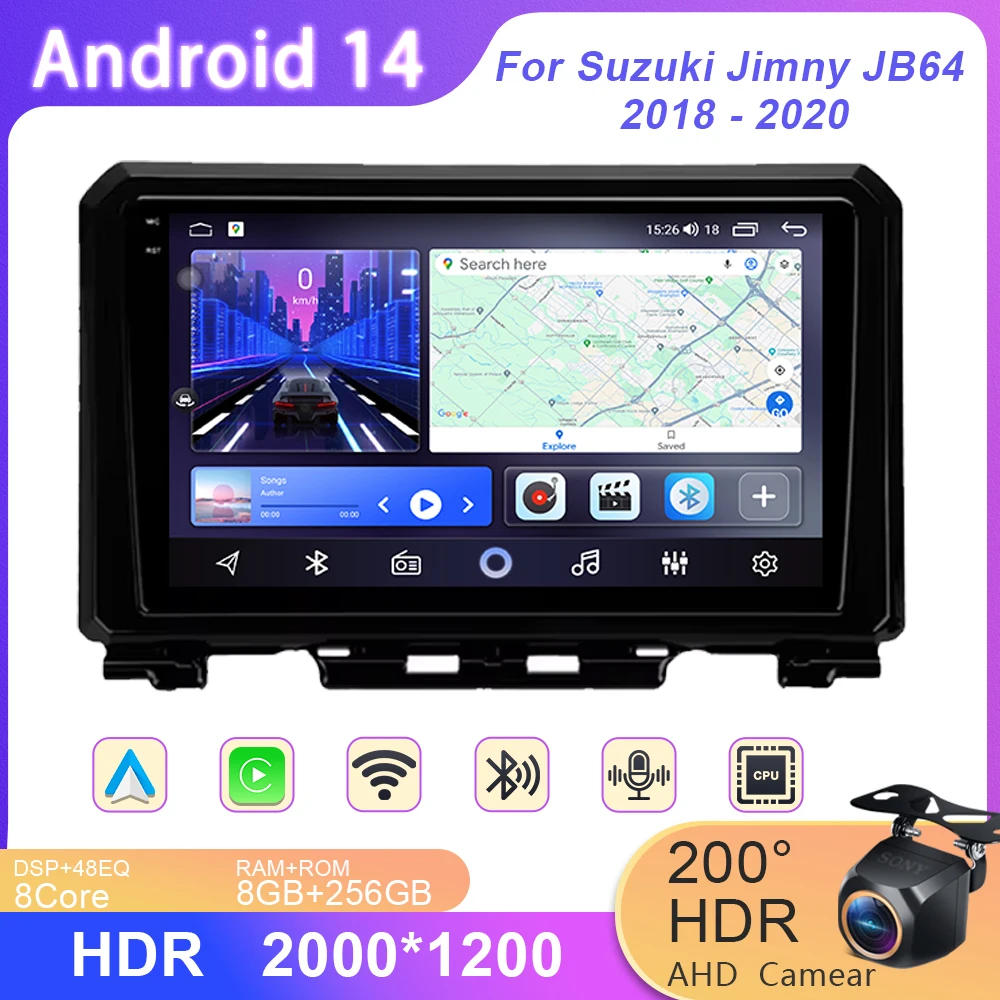 

Android 14 For Suzuki Jimny 2018 2019 2020 Car Radio Multimedia Stereo Video Player GPS Navigation Carplay Auto DSP RDS NO 2Din