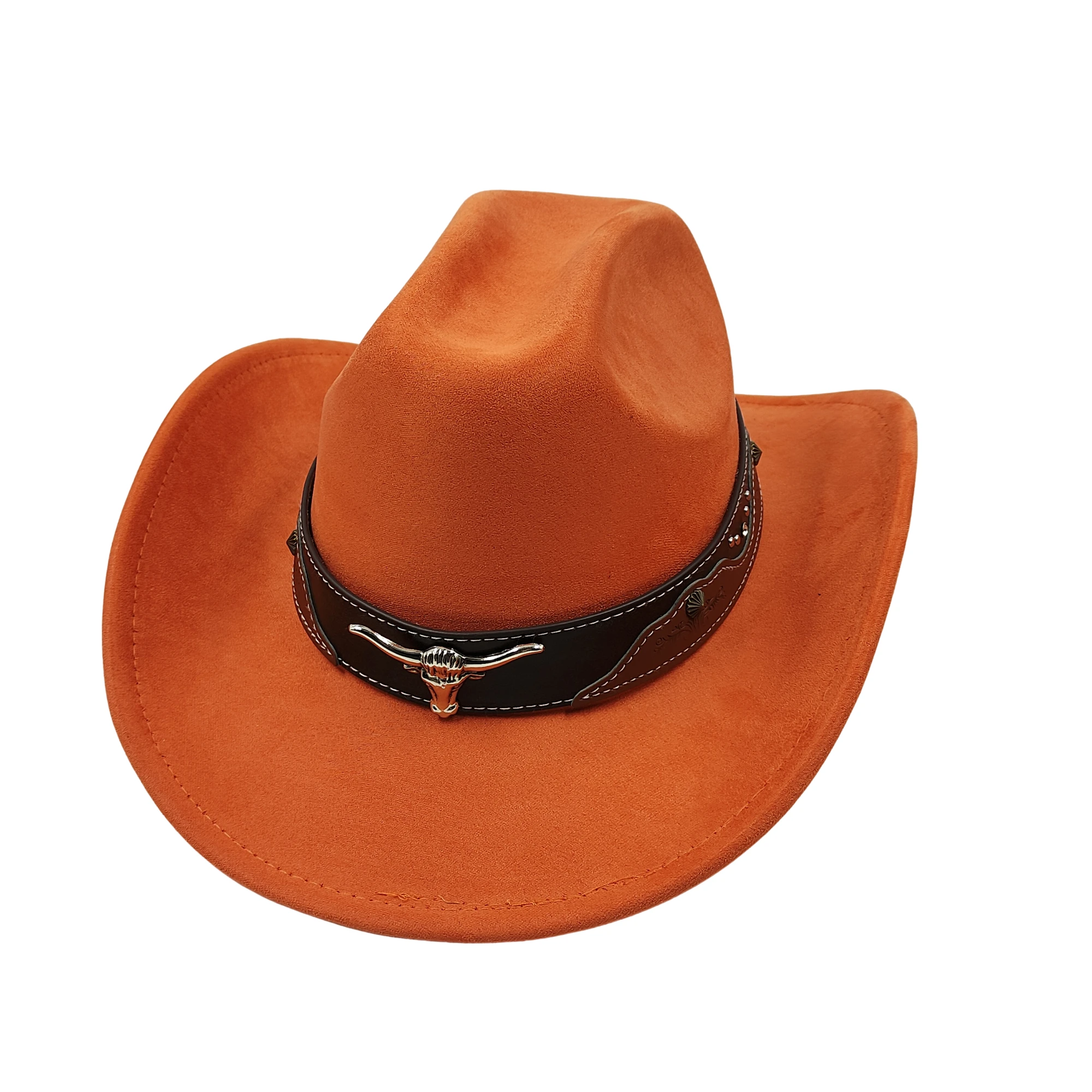 Kuhkopfgürtel Wildleder 7,5 cm Western Cowboy Fedora Hut Damen Herren Kirche Jazz Hut Mode Reise Party Hut Denim Hut – Detail 8