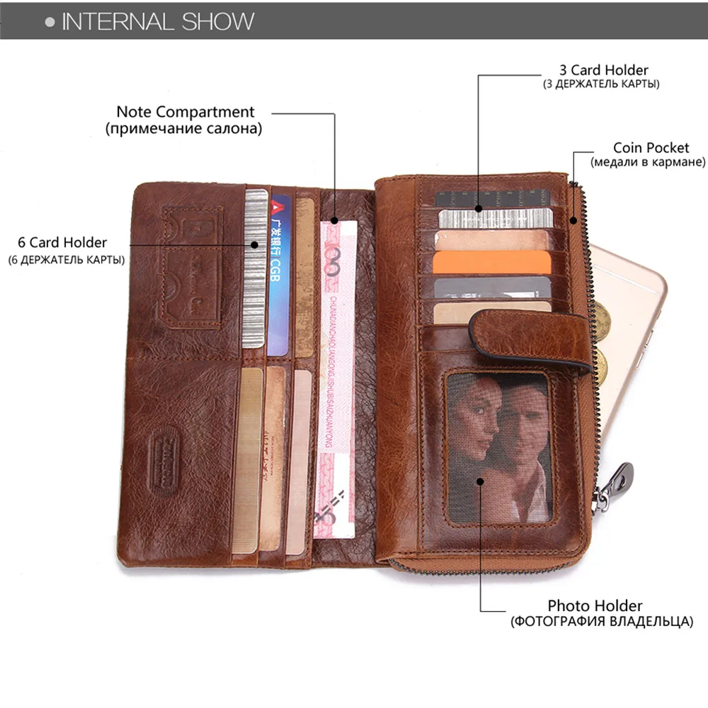 ماجيك حكاية جلدية فاخرة الرجال محافظ عالية الجودة طويلة مخلب المحفظة حامل بطاقة محفظة للعملة جيوب الهاتف المال كليب حقيبة رجالي #3