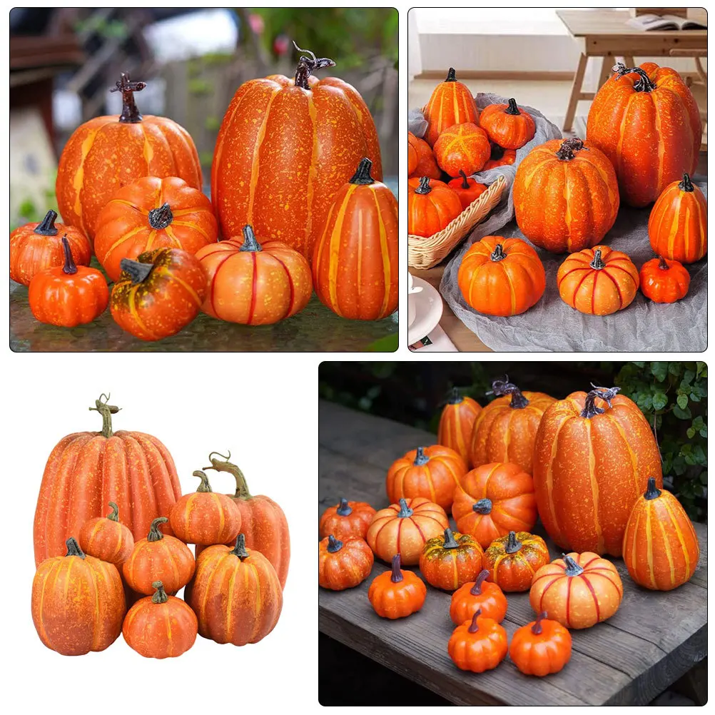 ฟักทองประดิษฐ์ 8 ชิ้น สำหรับตกแต่งในเทศกาลวันขอบคุณพระเจ้า ฮาโลวีน ฤดูใบไม้ร่วง และเทศกาลเก็บเกี่ยว ตกแต่งบ้านและจัดฉาก