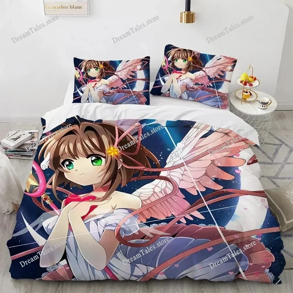 Home Textile Cartoons Card Captor Sakura  Cover Duvet Cover Pillow Case Boy Girl Polyester Bedding Set King Queen Twin Size369