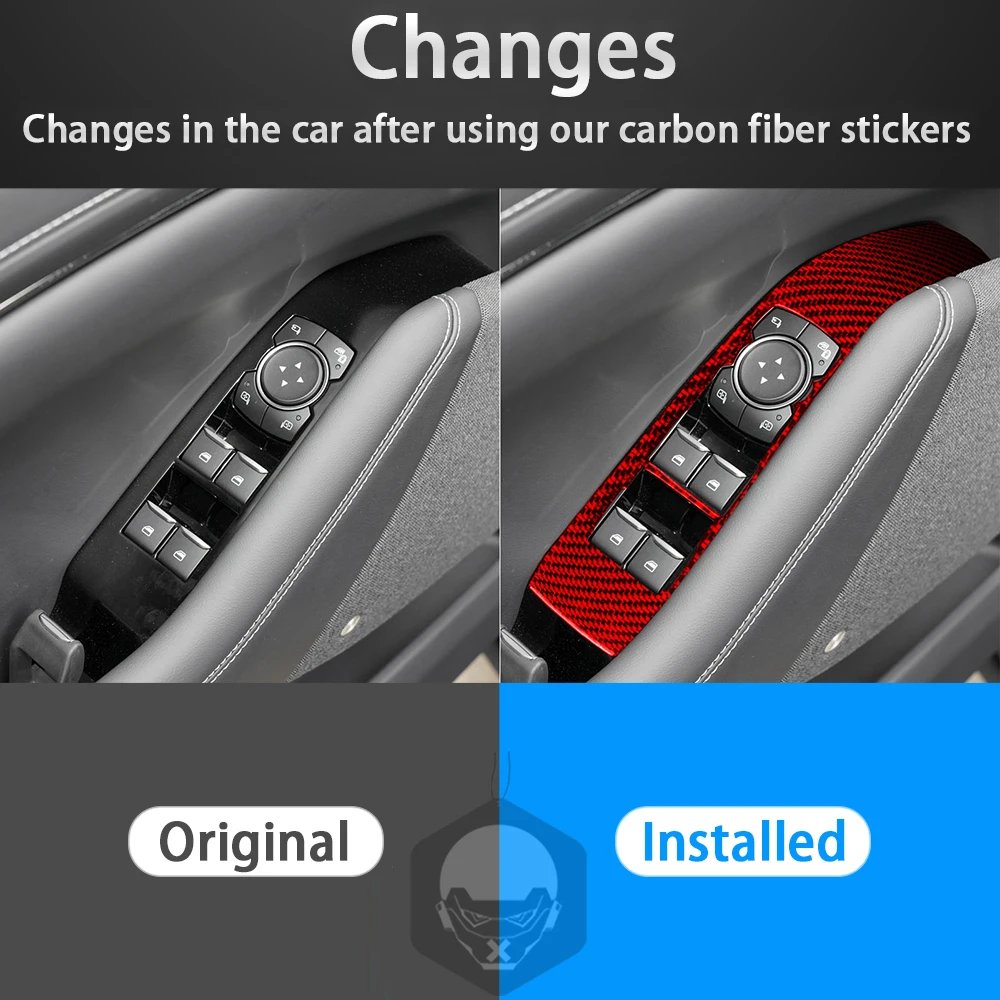 

For Ford Mustang Mach-E 2021 2022 Carbon Fiber Power Window Lift Panel Cover Trim Modification Decoration Sticker Accessories