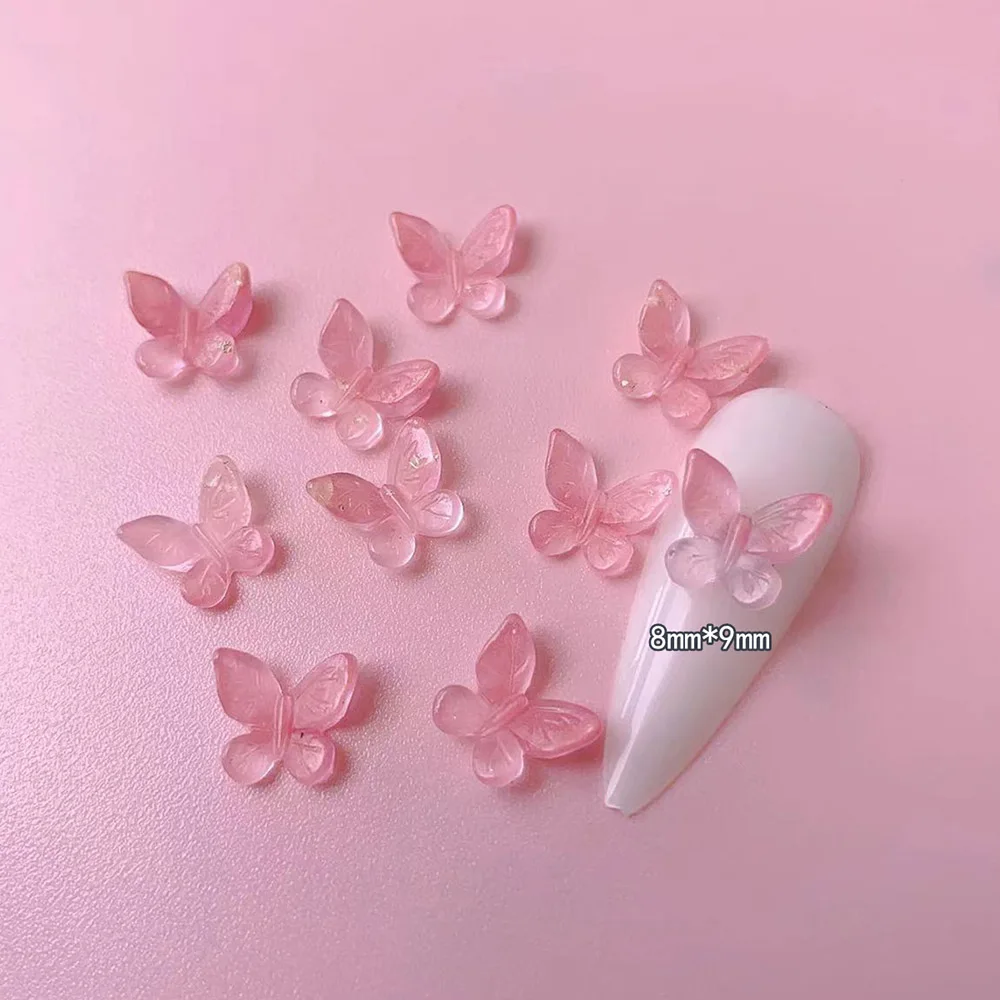 -Dreamt of Butterfly-미적인 네일 매력, 기요미 스타일 나비 쥬얼리, DIY 3D 송진 네일 팁 장식, 벌크 404 네일 장식