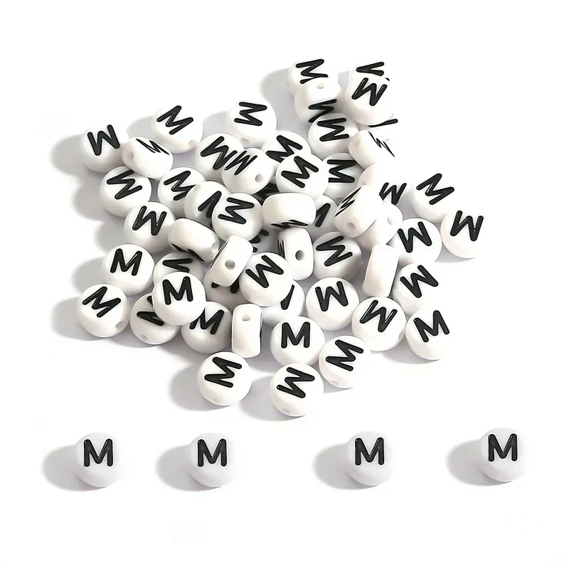 100-500 Stück Acryl A-Z 26 Buchstabenperlen Weiße Runde Alphabetperlen mit Löchern für Schmuckherstellung Halskette Armband Zubehör – Detail 21