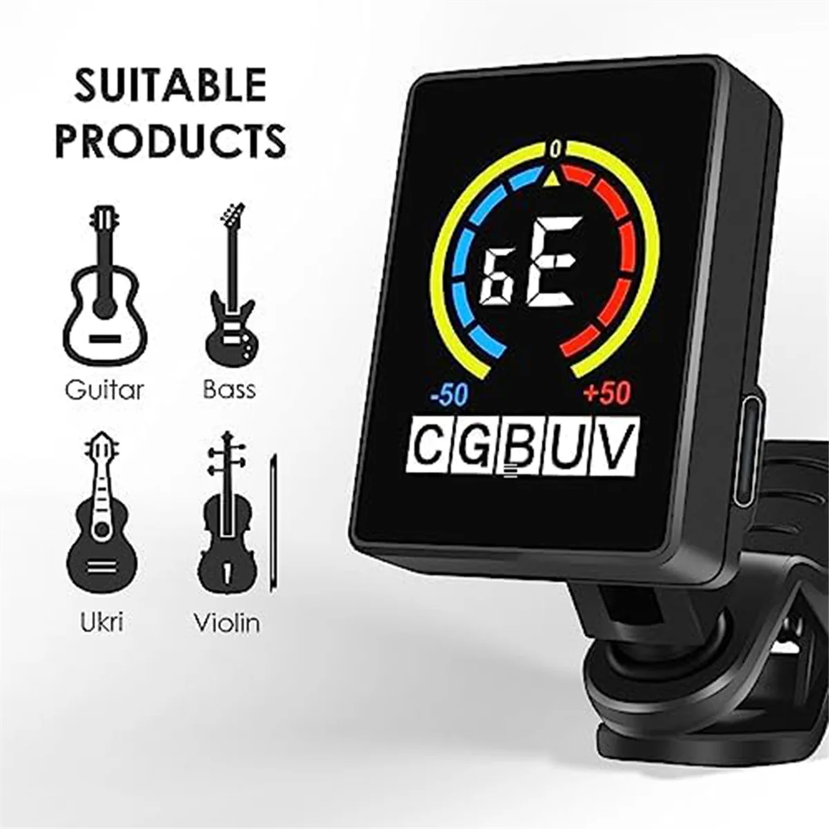 4 PCS Guitar Tuner Rechargeable Clip on Tuner for Guitar, Bass, Ukulele,Violin Suit for Professional or Beginners