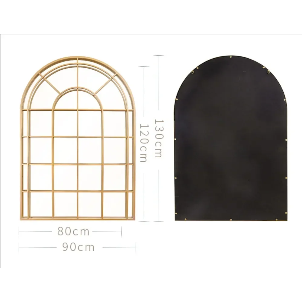 Fashion Espejo Decoracion Pop 35.5 Inch Gold Luxury Decorative Wall Mirror Arched Window Porch Living Room Wall Mirror