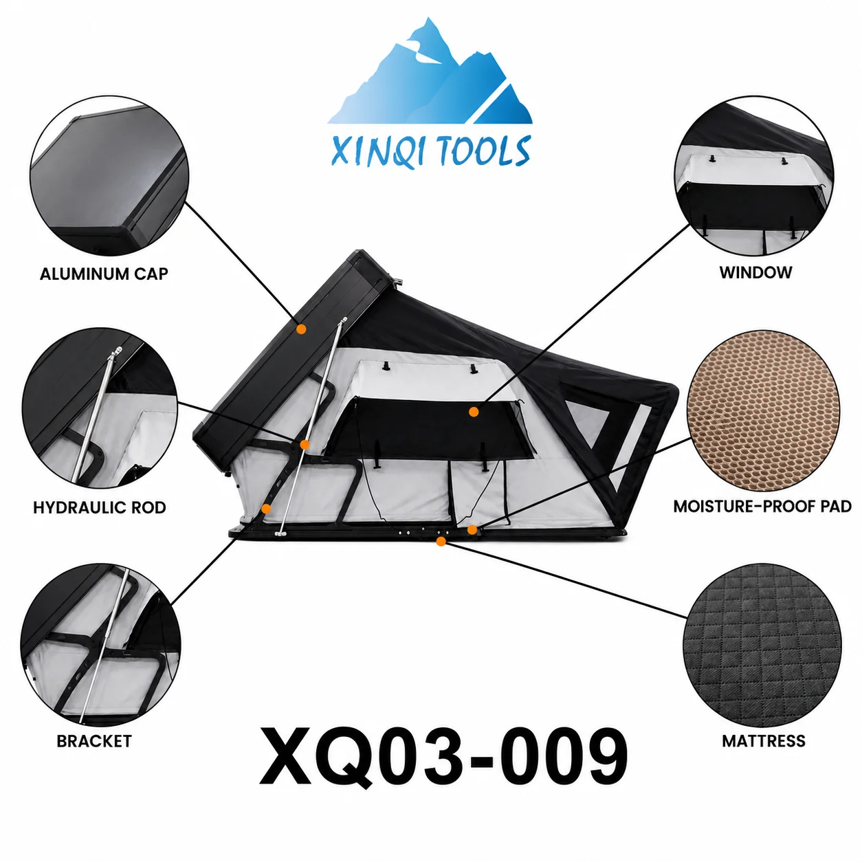 High Quality Four-season 4x4 Roof Top Tent 2-3 Person Lightweight Aluminum Shell Waterproof with Ladder Camping
