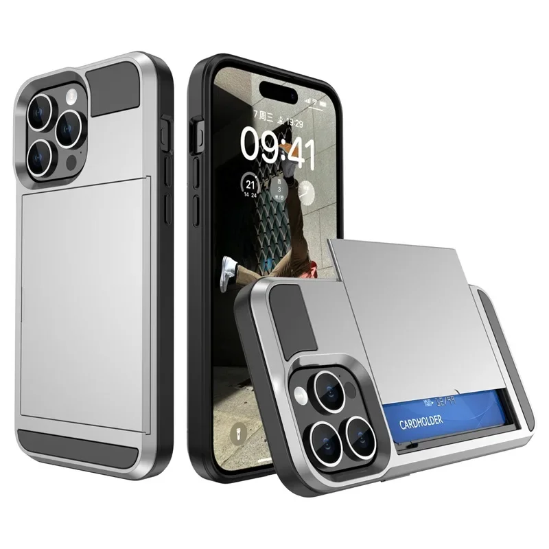 Phone Case for IPhone 17 Air 16E 16 15 14 Plus 13 12 11 Pro Max Wallet with Card Holder Slot Sliding Pocket  Protective Cover