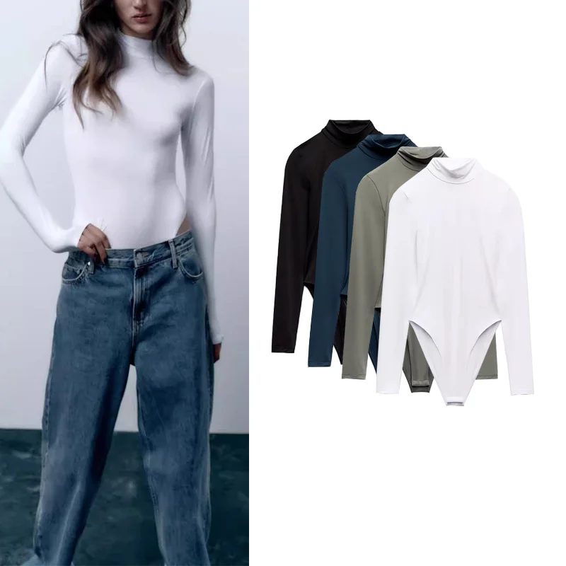Autumn Winter Women's Slim Fit Long Sve Stand Collar Base Layer  Suit Ele Faionable Polyester Fabric