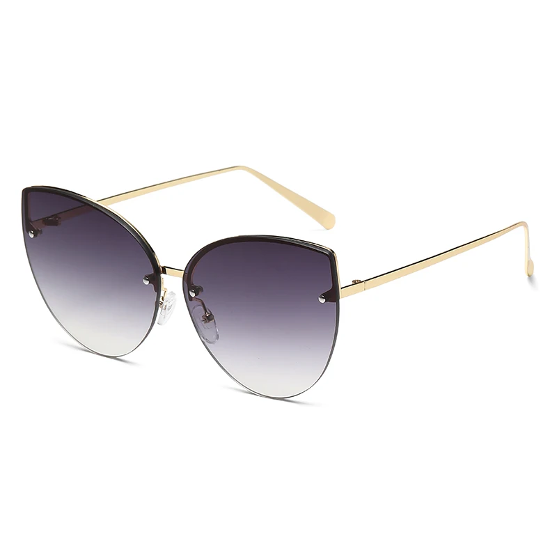 Neue Vintage Cat Eye randlose Sonnenbrille Metallrahmen Cateye Shades Gradient UV400 Sommer reisende Sonnenbrille für Frauen UV400
