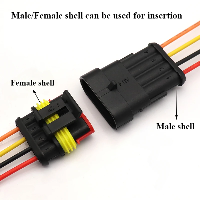 

2Sets/lot HID1.5 AMP 1P 2P 3P 4P 5P 6P Waterproof Auto Connector Male Female Plug with 10cm 18AWG Wire Cable HID harness for Car