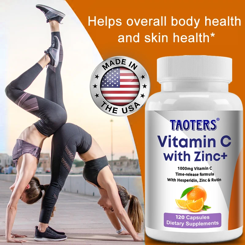 Vitamin C Zinc Capsules, with Vitamin C 1000 Mg and Zinc 5 Mg for Immune Support, Antioxidant Power and Energy Production