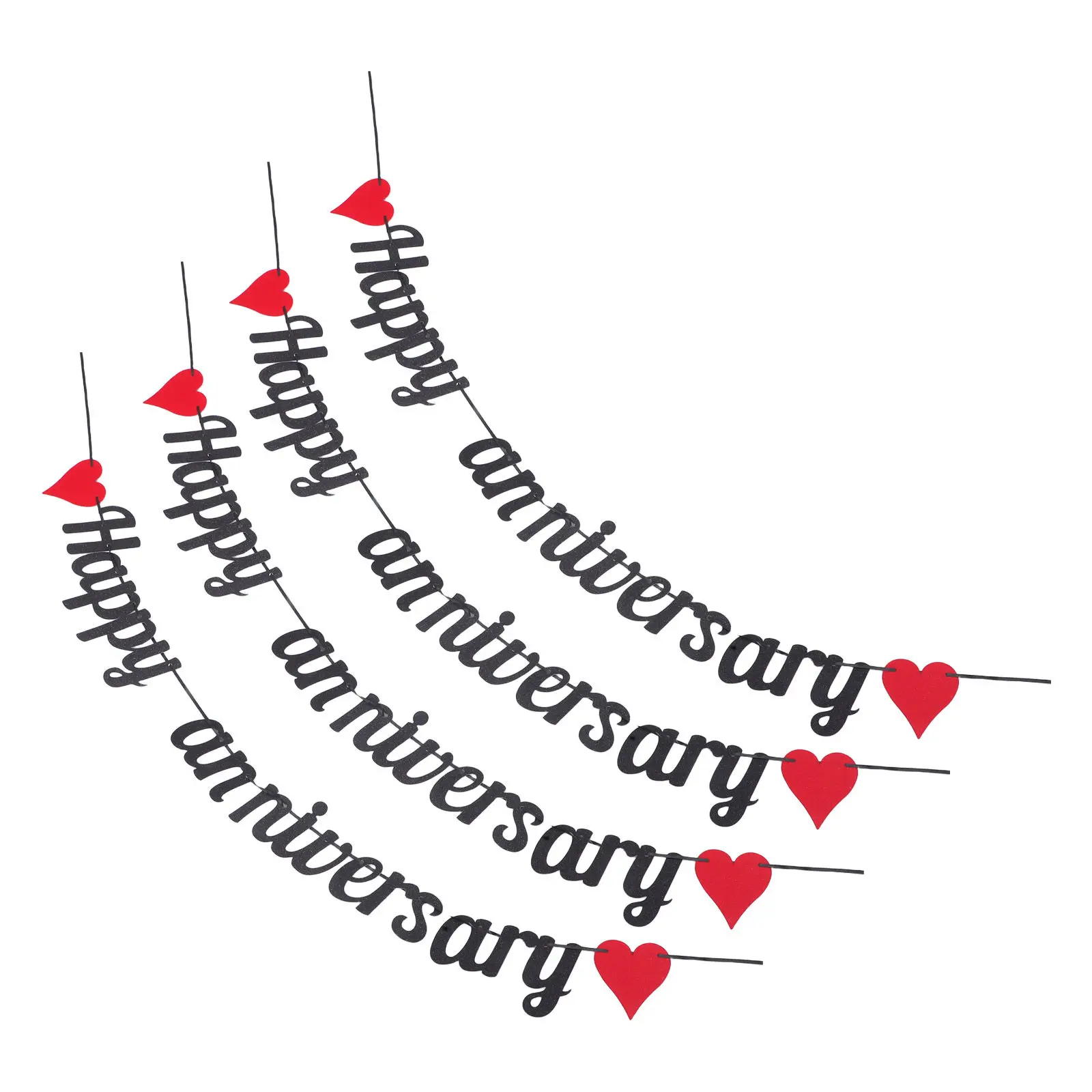 4Pcs Anniversary Banner Set Glitter Happy Anniversary Garland Heart Bunting Romantic Wedding Party Decorations Love Theme view 5