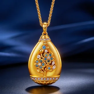 Diamond-set flower of life drop pendant for women goes with light luxury collarbone chain 9999gold