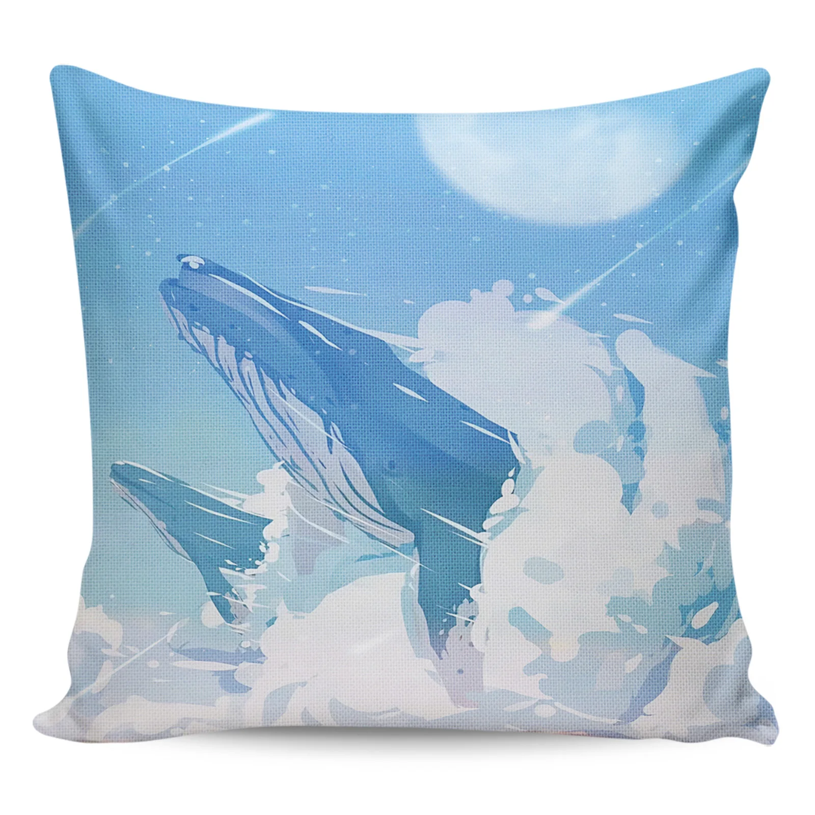 

2/4PCS Waterproof Pillow Cover Whale Blue Sky Meteor Star Cloud Square Throw Pillowcase Home Decoration Sofa Cushion Cover