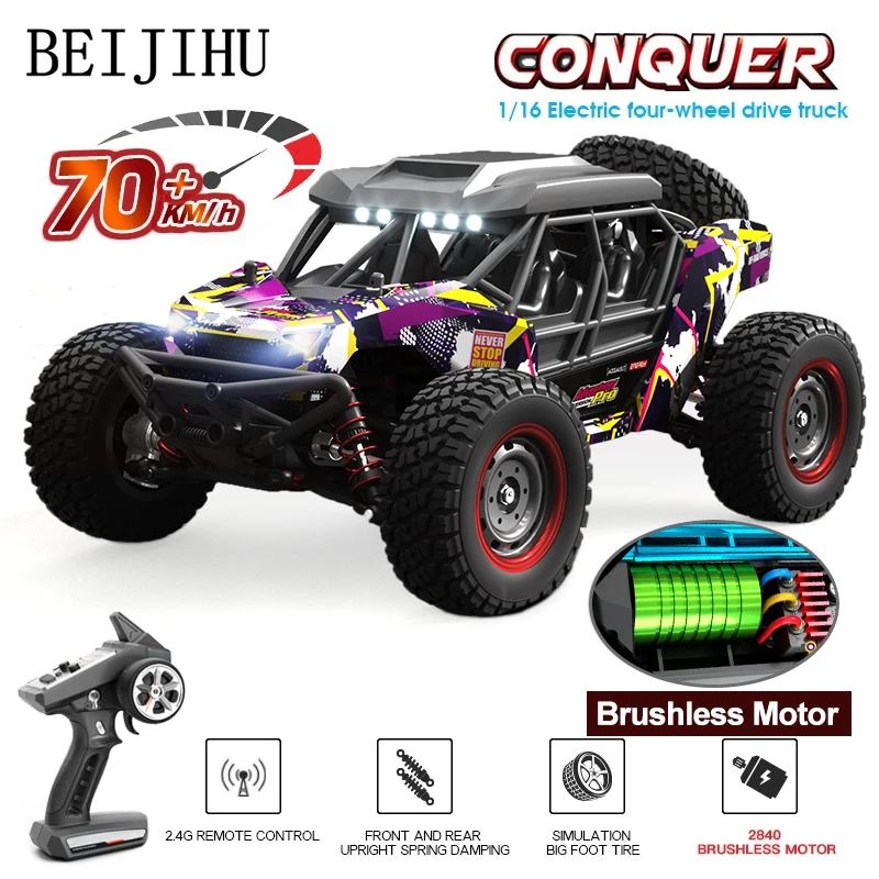 70KM/H lub 50KM/H 1:16 4WD Rc Car 4x4 Off Road Brushless Remote Control Truck Electric High Speed Drift Cars VS Wltoys 124016   Zabawka