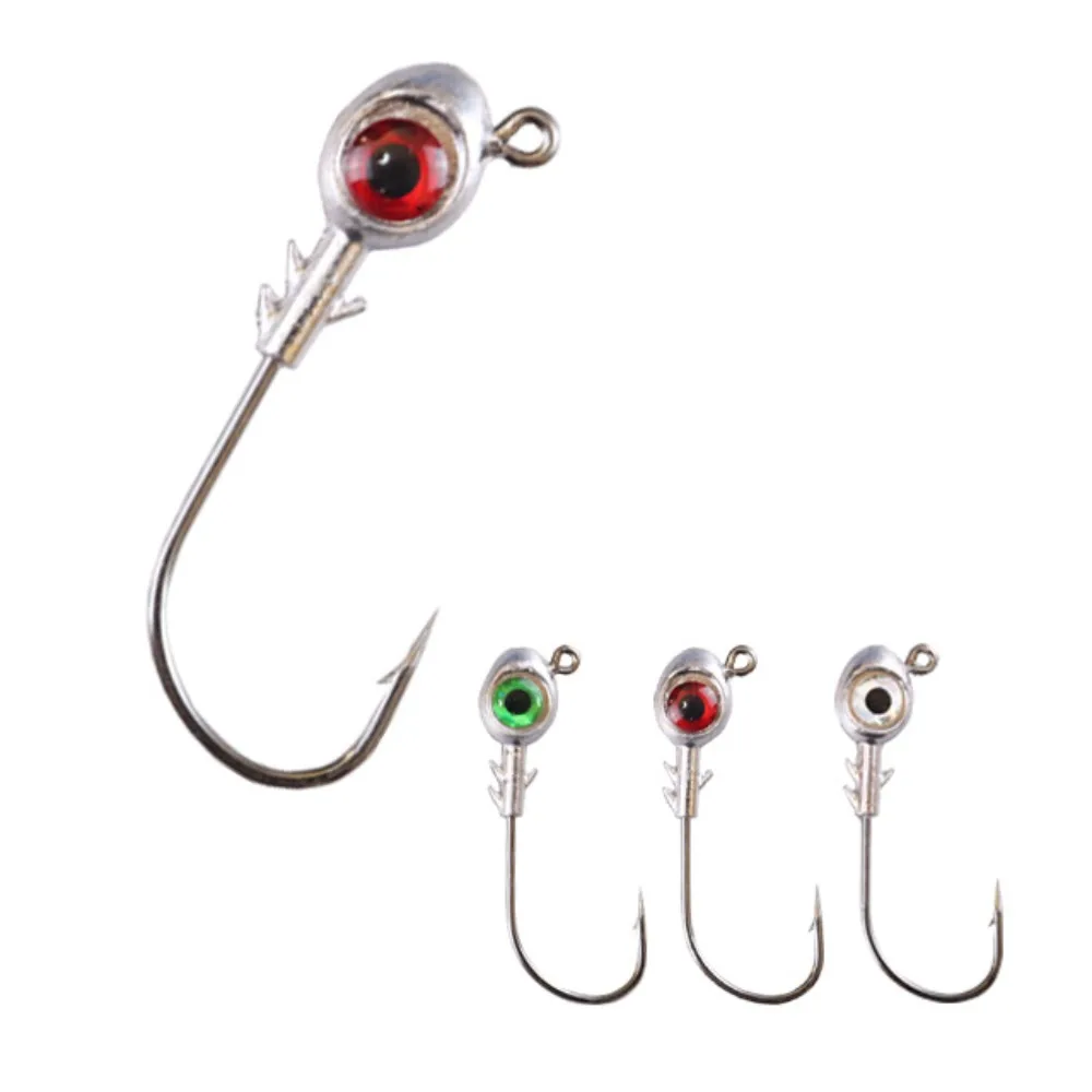 3PCS Three Barbs Big Eye Jig Head 5g 7g 10g 14g 3D Eyes Jig Head Hook Quickly Easy To Install Jig Head Fishing Hook Trout