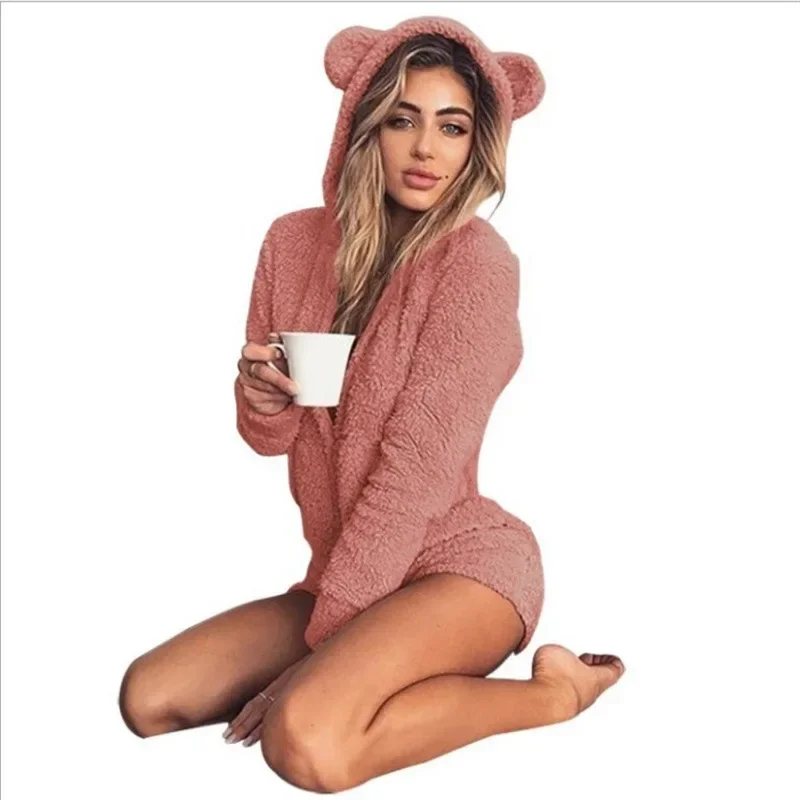 

Women Coral Velvet Pajamas Set Autumn Winter Warm Pajamas Two Piece Set Sleepwear Cute Cat Meow Pattern Hoodies Shorts Set