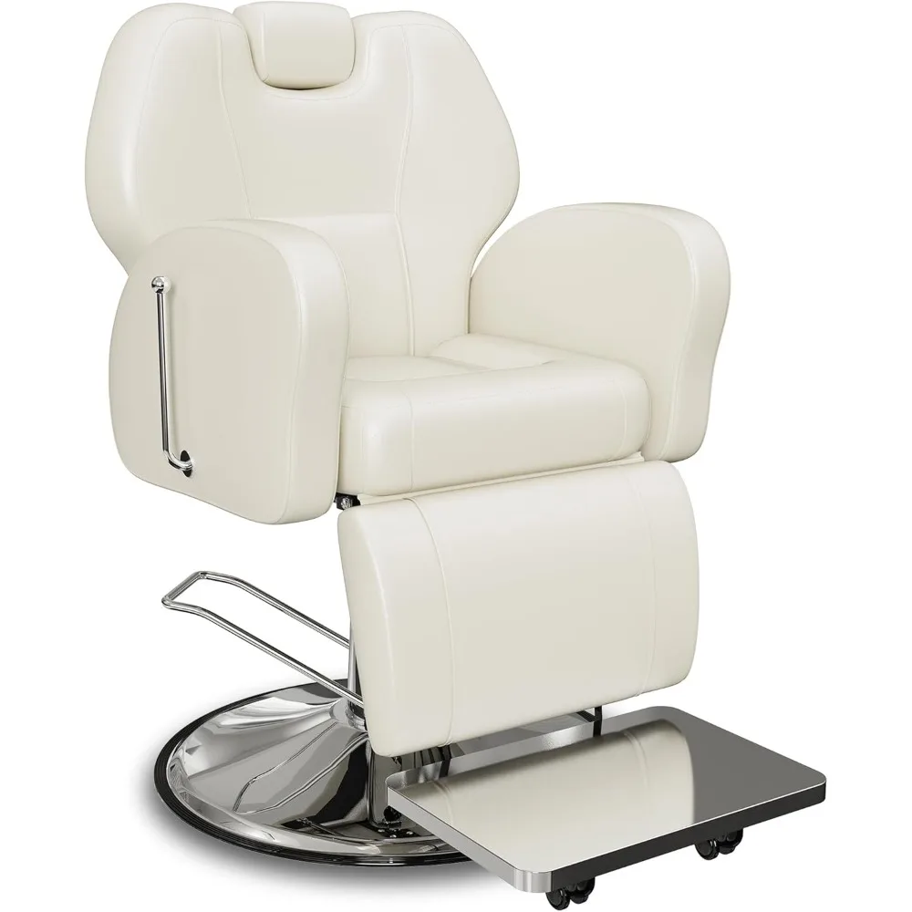 Premium Barber Chair, Professional Reclining Barber Chair for Home, All-Purpose Hair Chair with Heavy-Duty Steel Frame