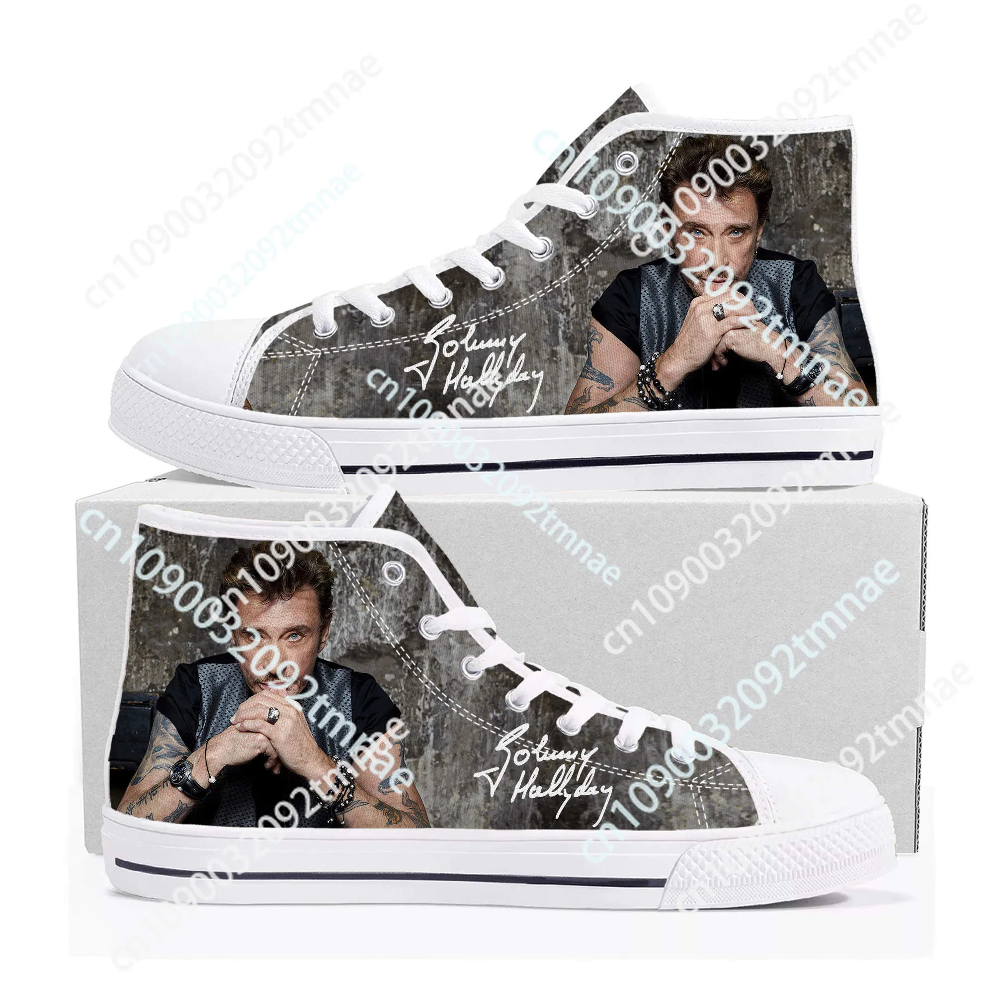 Johnny Hallyday Rock Singer High Top Sneakers Mens Womens Teenager High Quality Canvas Sneaker Casual Couple Shoes Custom Shoe