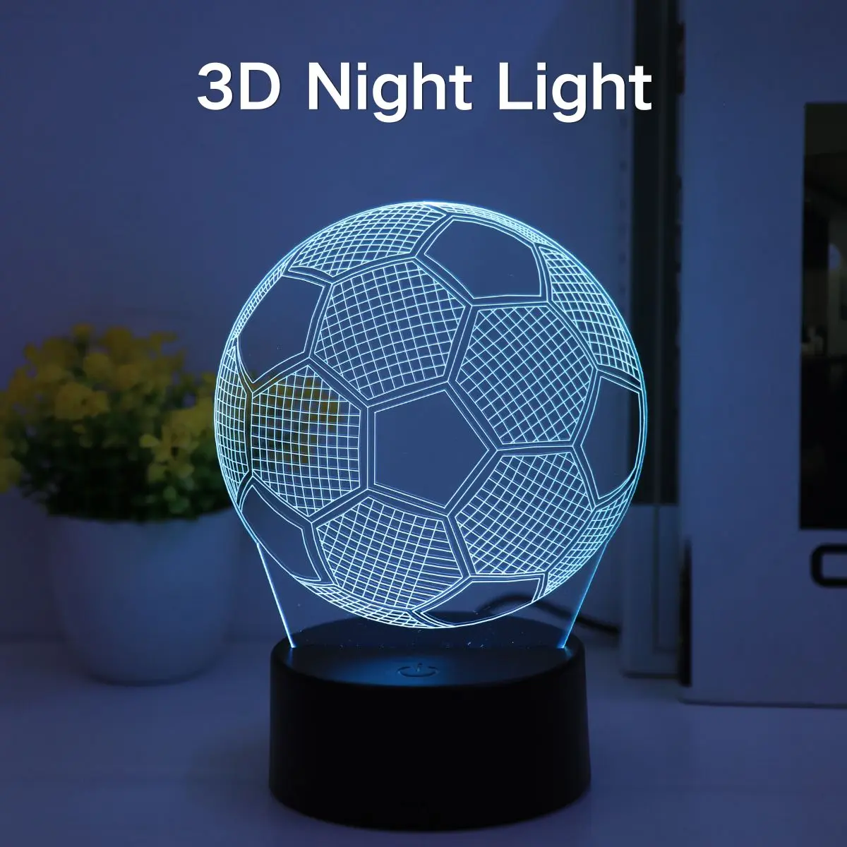Soccer Football LED Night Light, 7 Color Changing Bedside Desk Lamp, Room Decor, Birthday Christmas Gift for Kids Boys Girls
