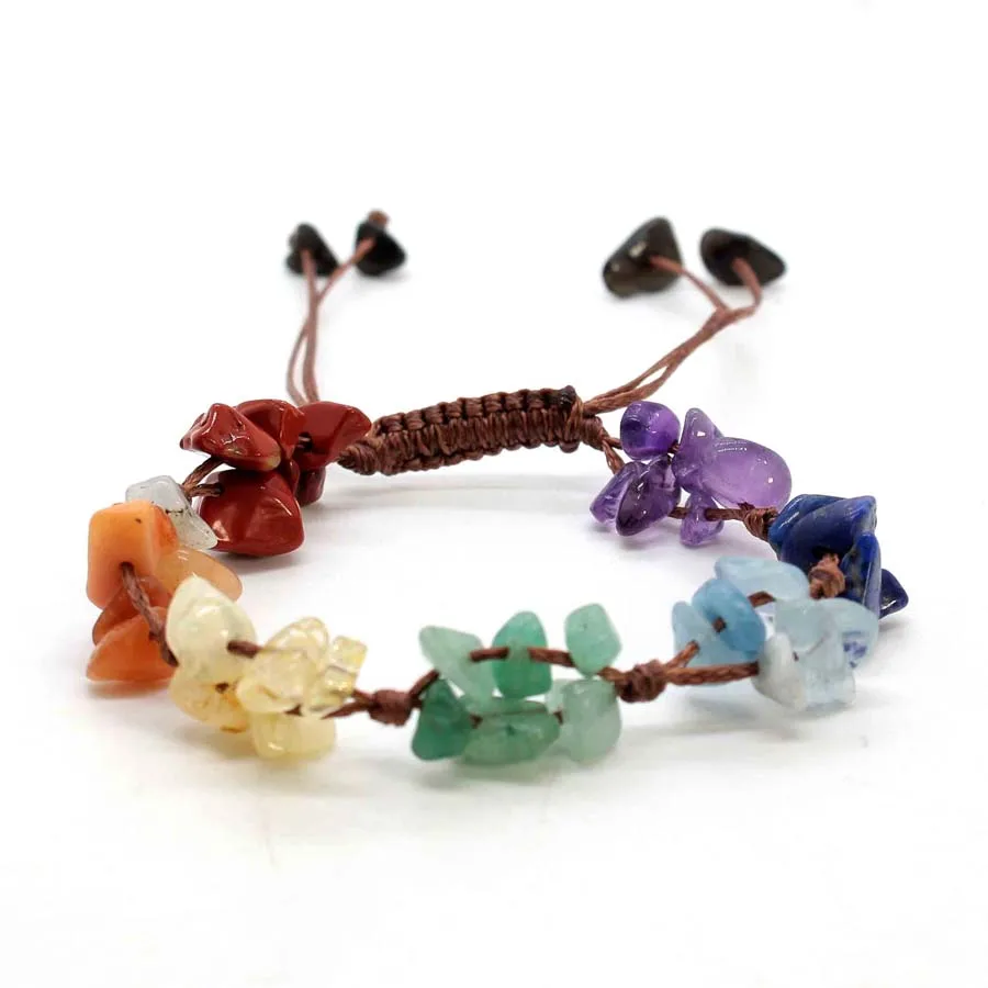 Macrame Crystal Chip Stone Braided Bracelet, Adjustable