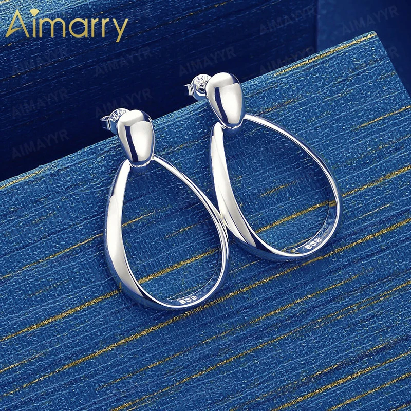 925 Sterling Silver Geometric Water Droplet Hollow Earrings for Women's Parties Banquets Weddings High-quality Fashion Jewelry