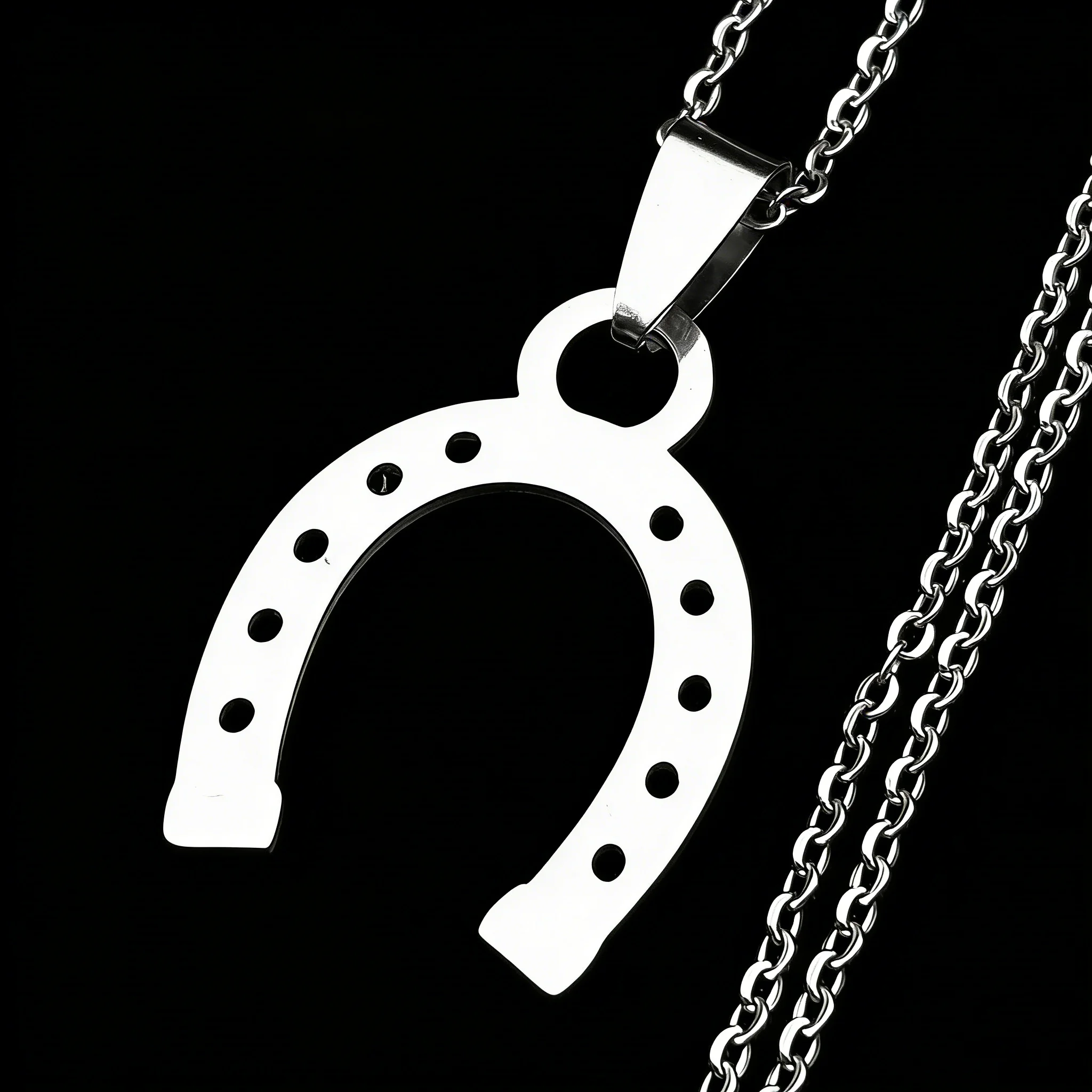 Vintage Glücks-Hufeisen-Anhänger-Halskette für Frauen und Mädchen, Edelstahl, goldfarben, Glücksbringer, modischer Pferde-Tier-Schmuck, Geschenk – Detail 5