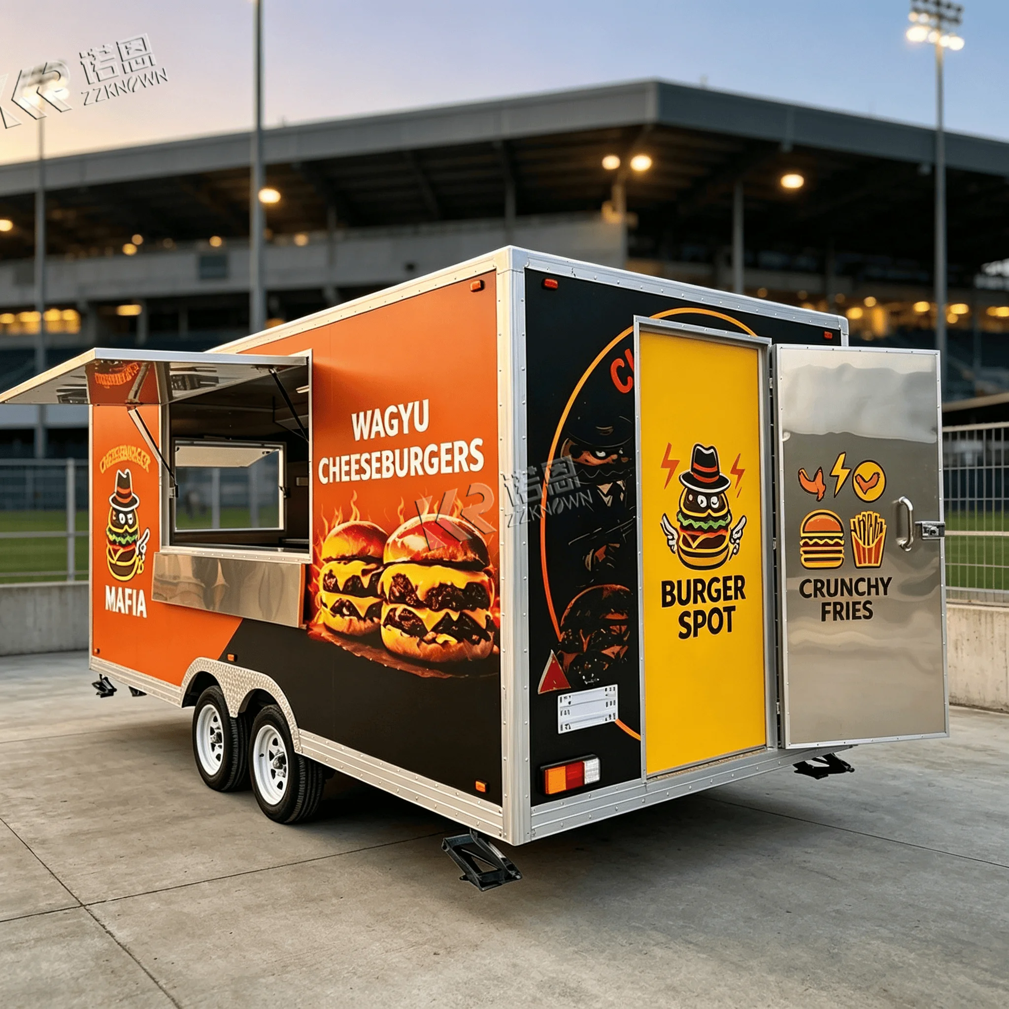 New Type Mobile Food Truck for Street Food Van Catering Cart with Burgers Fries Ice Cream BBQ Coffee for Sale