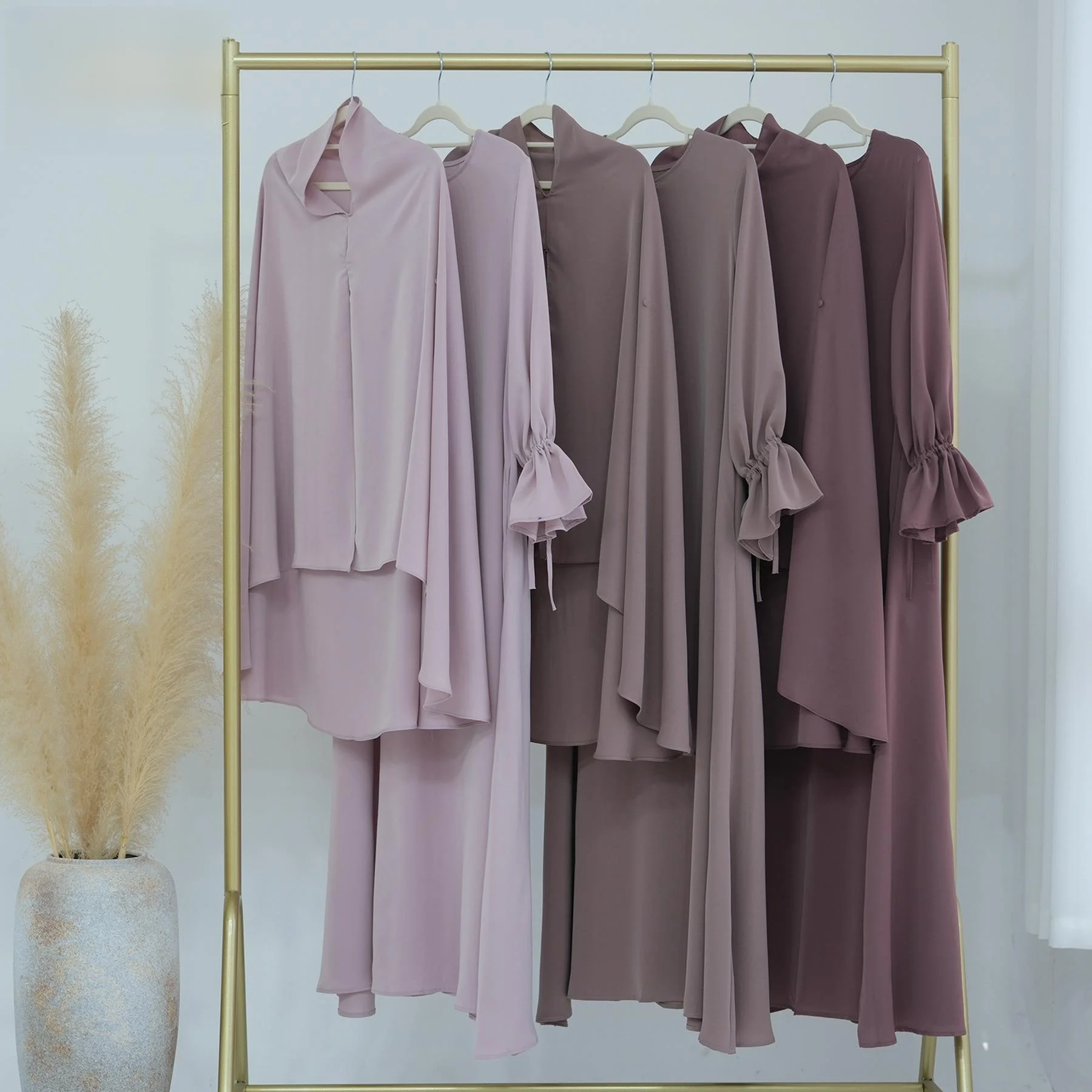 

Middle East Sle Long Ankle Pure Color Dr with Flared Sves 2024Lo LR793 Autumn Season Long Sve Men's Set