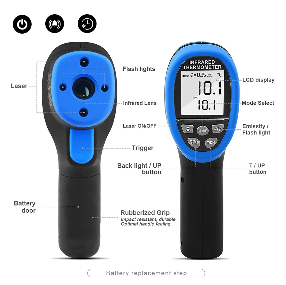 HP-1320 Termometro a infrarossi senza contatto Sicurezza a distanza Durevole Facile da usare Misurazione rapida Ampia gamma di misurazioni HOLDPEAK 1320