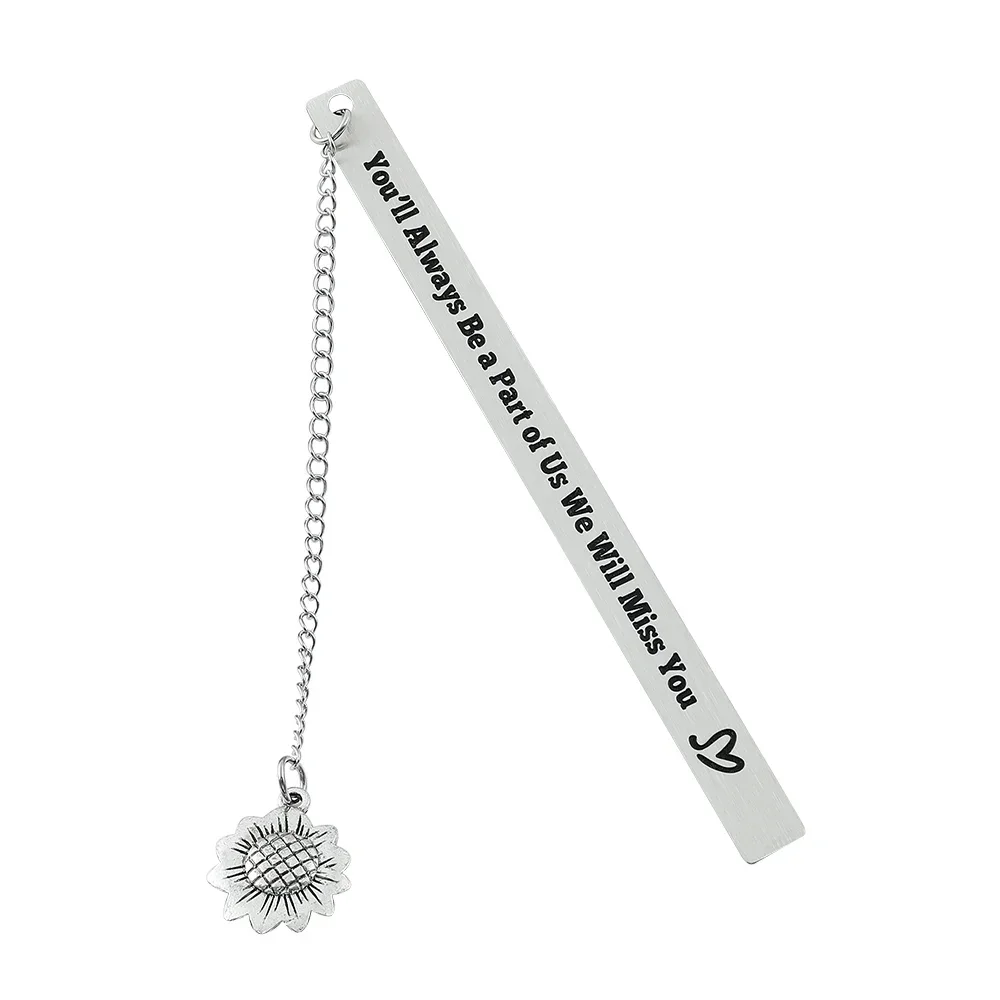 Stainless Steel Sunflower Bookmark “You’ll Always Be a Part of Us We Will Miss You” Sculpture Page Marker Tools Stationery Gifts