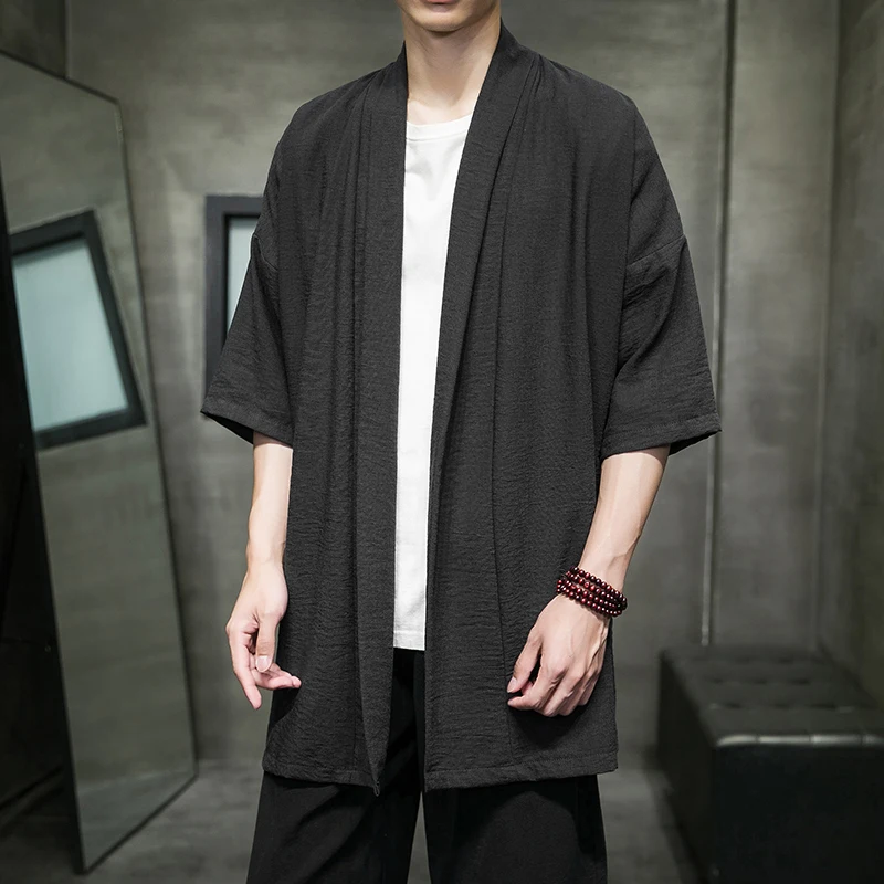 

Новая мужская рубашка в китайском стиле из ледяного шелка с коротким рукавом, летняя легкая рубашка-кардиган с полурукавом, свободного кроя, молодежная мода