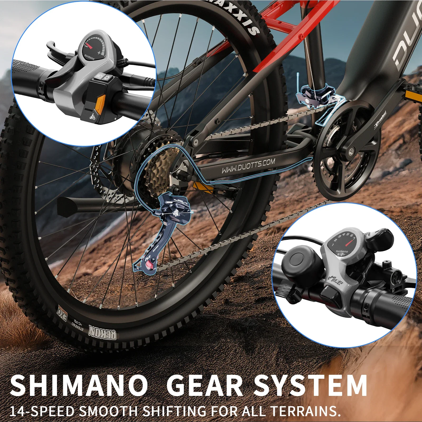 DUOTTS E29 Erwachsenen-Elektrofahrrad 250W Motor Offroad 48V 13,5AH Akku 27,5 Zoll Reifen Allterrain-Elektrofahrrad – Detail 9