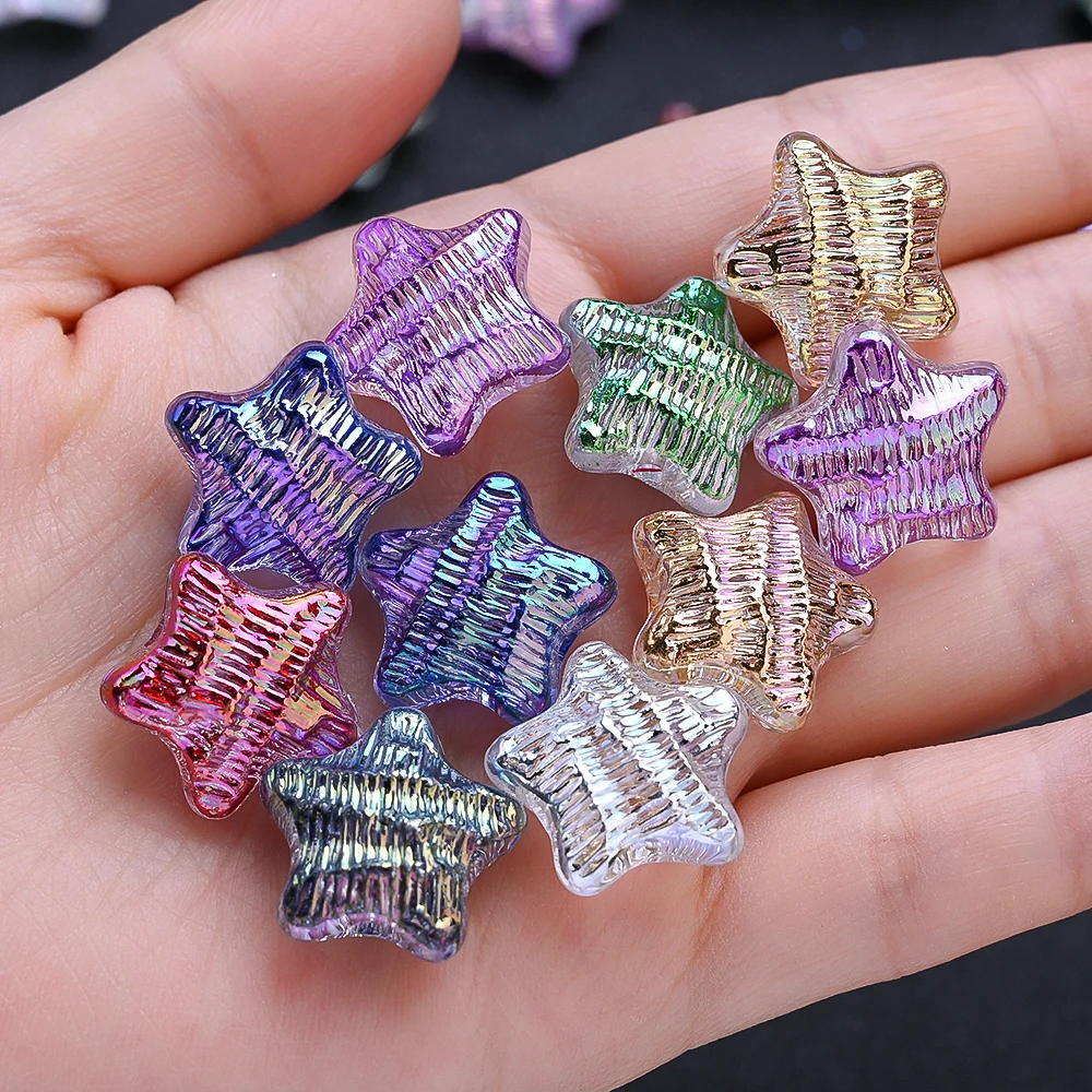 10 Stück 19mm Aurora UV-beschichtete Acryl-Sternperlen Bunte Sternanhänger für DIY-Bastelarbeiten und Schmuckherstellung Zubehör – Detail 2