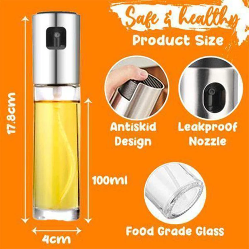 Glass Oil Sprayer for Cooking Olive Spray Mister for Salad BBQ Kitchen Baking Empty Vinegar Bottle