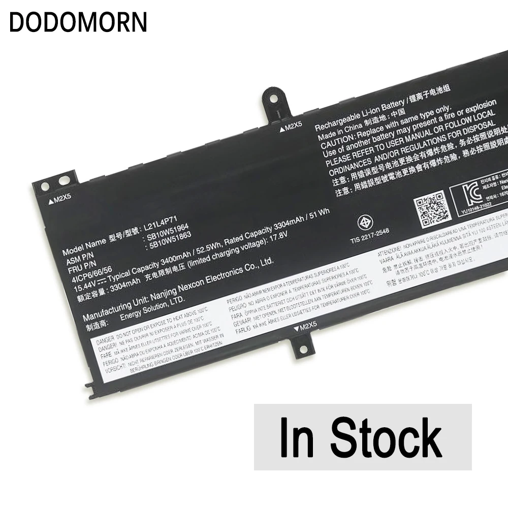 Imagem -05 - Dodomorn-bateria do Portátil para Lenovo Thinkpad T14 P14s Gen Series L21l4p71 L21m4p71 Sb10w51964 Sb10w51963 15.44v 54.5wh 3400mah