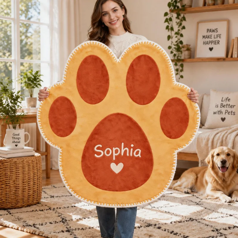 Custom Shaped Throw Blanket Personalized Name Design Xmas Cute Claw Animal Style Decor Bed Room and LivingRoom Sofa Throw Covers