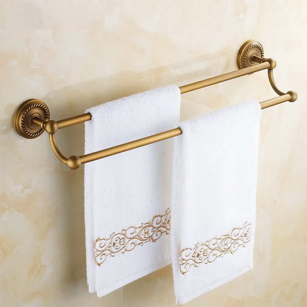 

Antique Brass Wall Mounted Bathroom Double Towel Rail Holder Rack Bathroom Accessories Towel bar, Towel holder Kba093