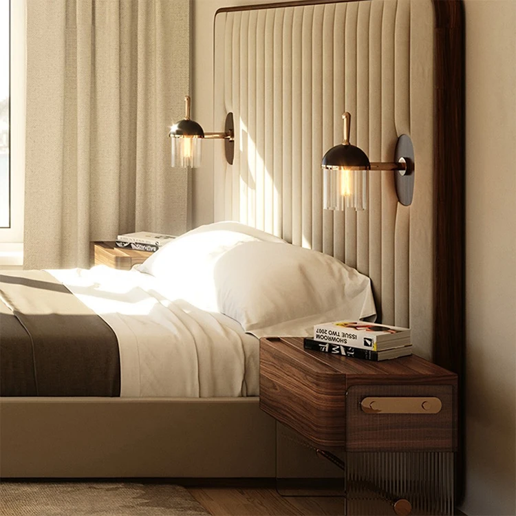 Stainless steel bedside table with acrylic base storage retro bedside table