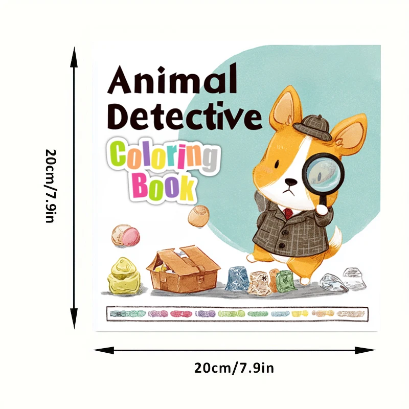 Libro para colorear de detectives de animales de 28 páginas, libro para colorear para reducción de estrés para adultos |   Libro para colorear para aliviar el estrés